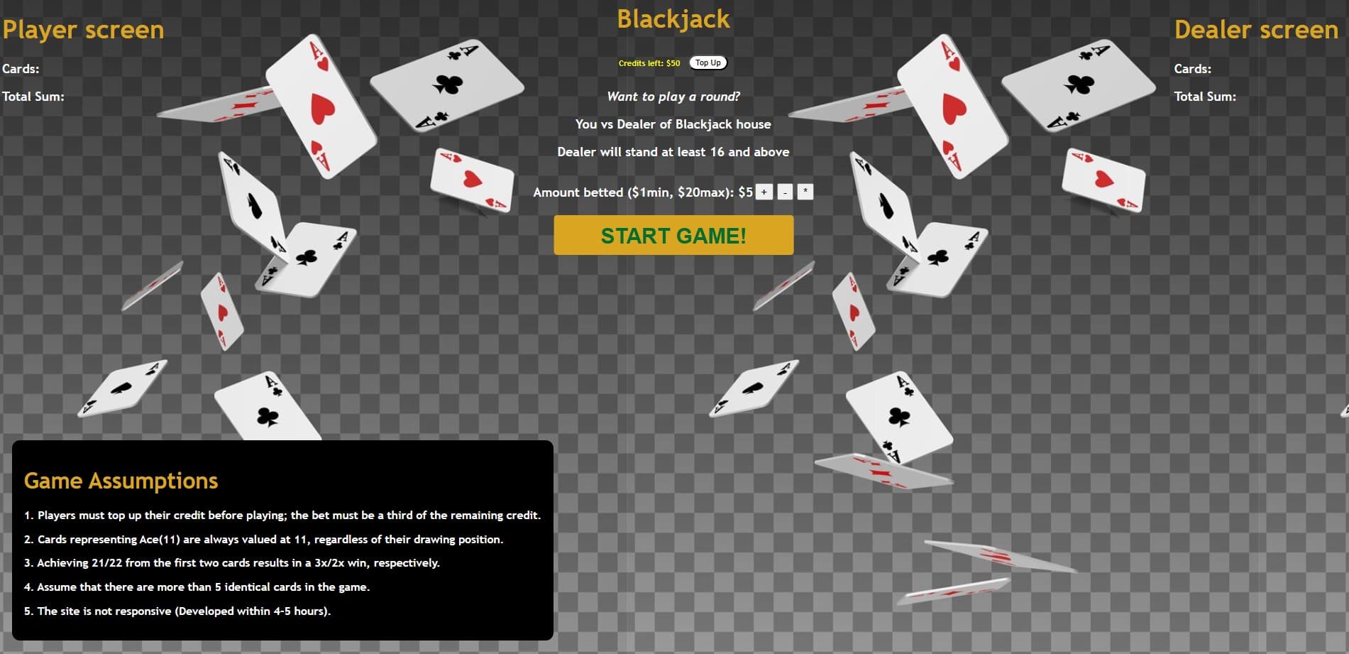 BlackJack - Created within 5 hours for fun